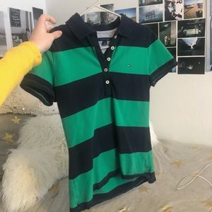 Green and navy striped Tommy Hilfiger polo